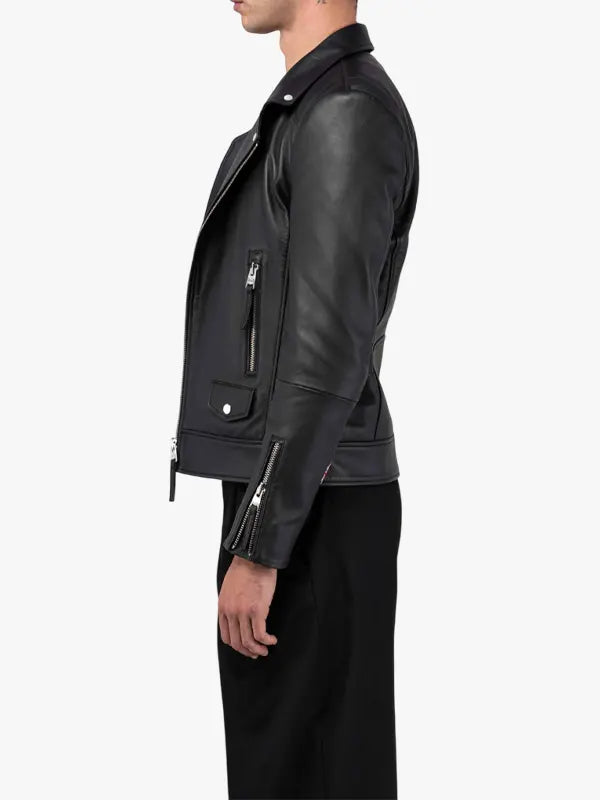 Refined Black Leather Biker Jacket