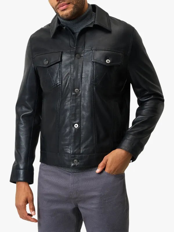 Roberto Black Leather Jacket