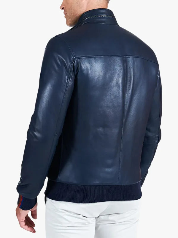 Roy Blue bomber leather jacket