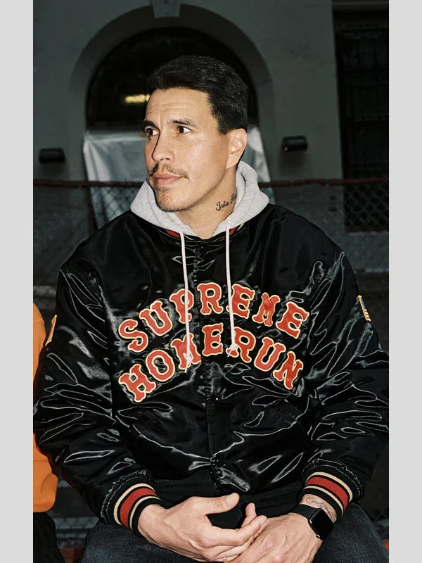 SS25 Supreme Homerun Satin Jacket Black