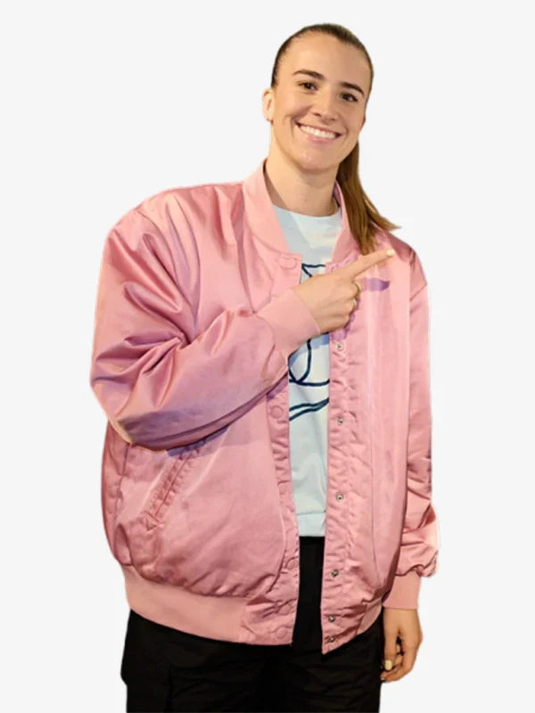 Sabrina Ionescu Pink Varsity Bomber Jacket