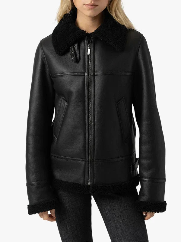Saint and Sofia Amelia Aviator Women's Black jacket