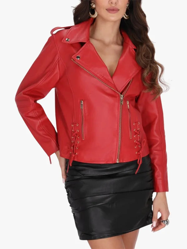 Scarlet Striker Women’s Classic Moto Jacket