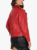 Scarlet Striker Women’s Classic Red Leather Moto Jacket