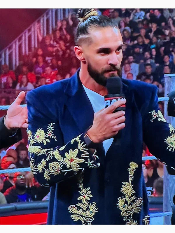 Seth Rollins Blue Velvet Embroidered Coat
