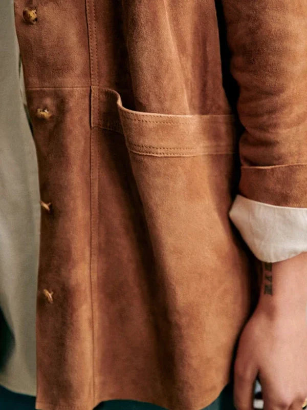 Sezane-Brown-Suede-Leather-Jacket
