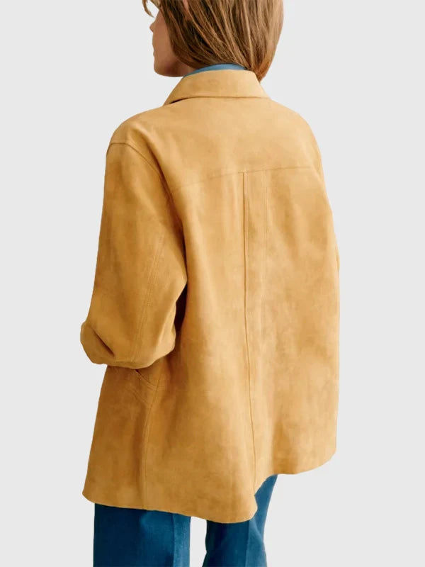 Sezane-Suede-Leather-Jacket-Mustard