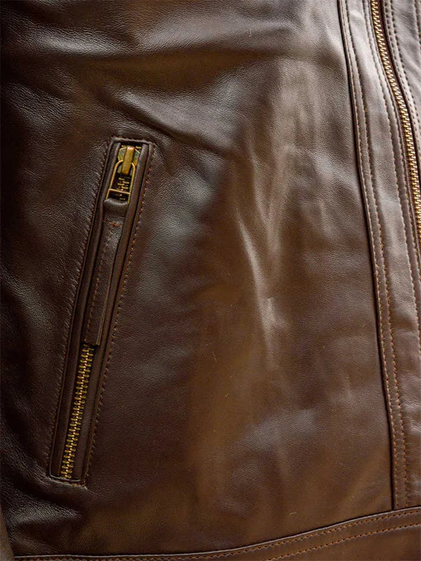 Sheep Brown Leather Jacket Men