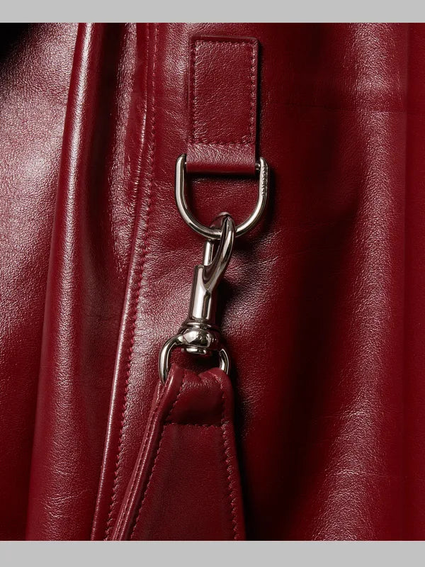 Shiny Red Leather Gucci Trench Coat