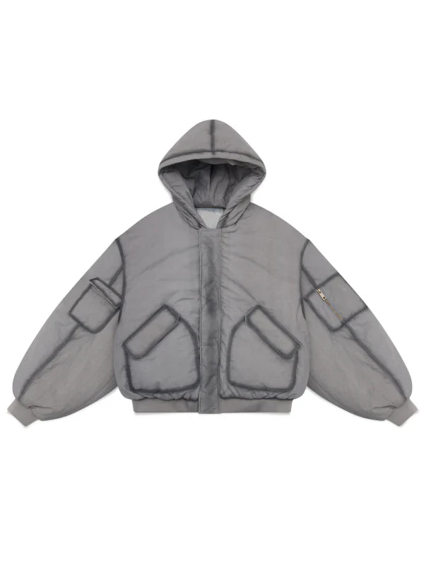 Shinzo Ishigaki Grey A1 Bomber Puffer Jacket