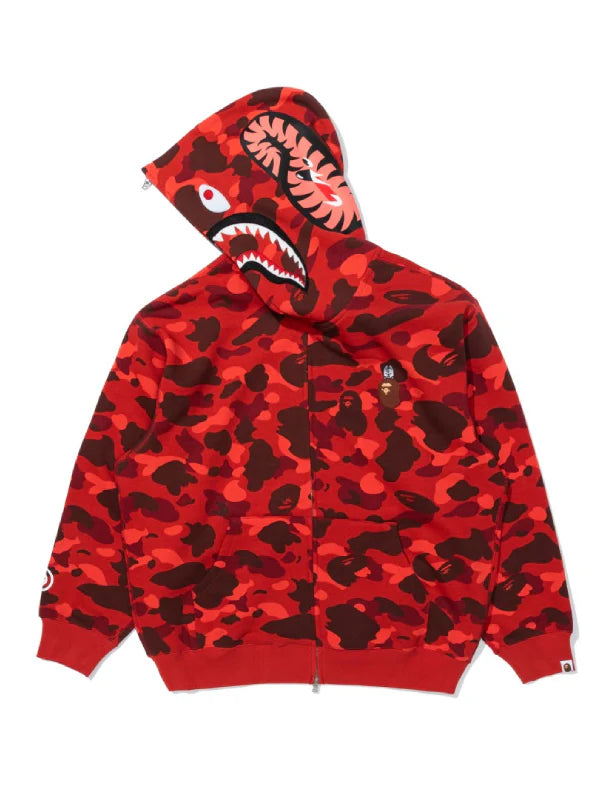 Stray Kids x Bape Shark Full Zip Hoodie Red