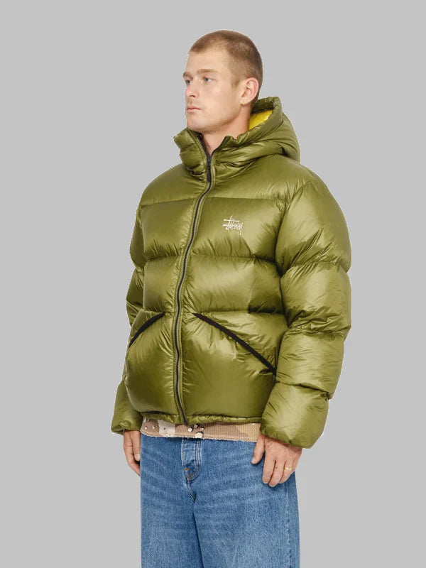 Stussy Down Parka Micro Ripstop Jacket Olive Green