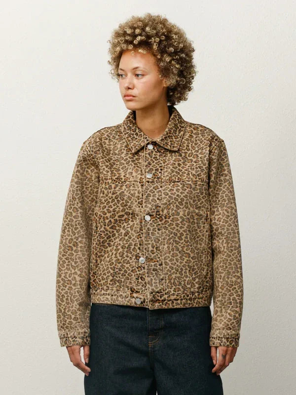 Stussy Leopard Trucker Jacket Denim
