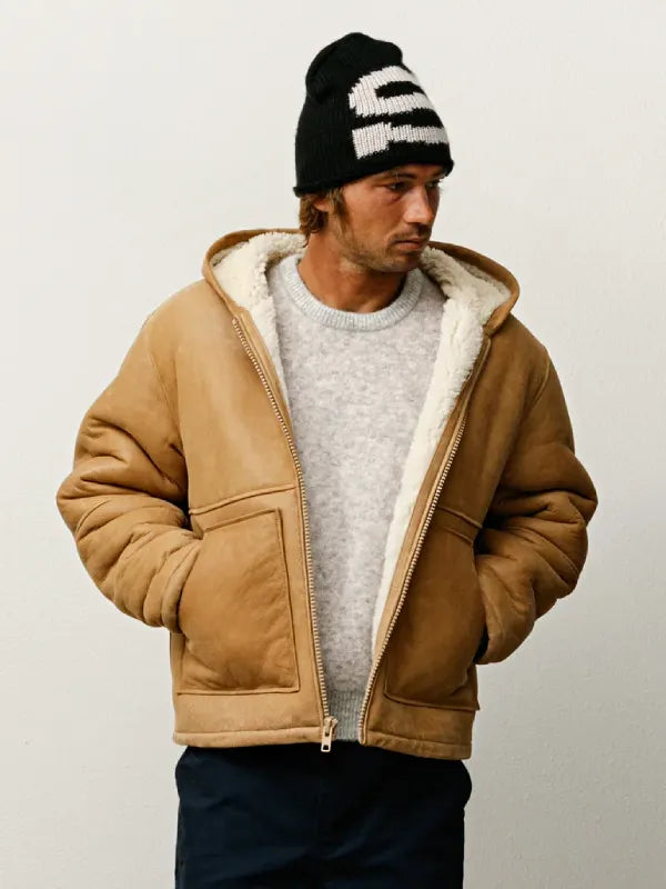 Stussy Shearling Tan Hooded Jacket