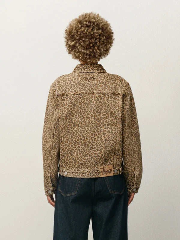 Stussy Trucker Jacket Denim Leopard