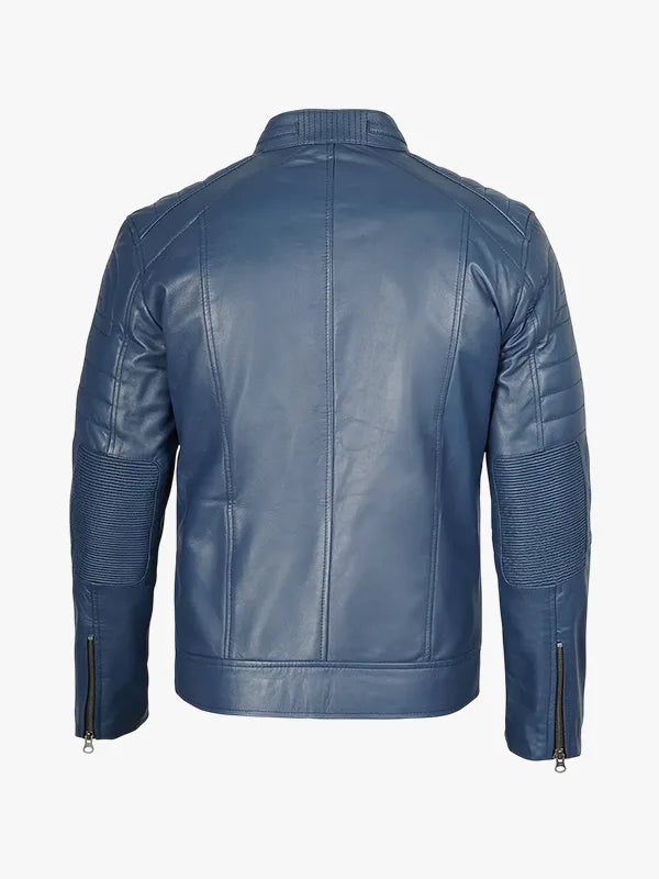 Style Leather Blue Jacket