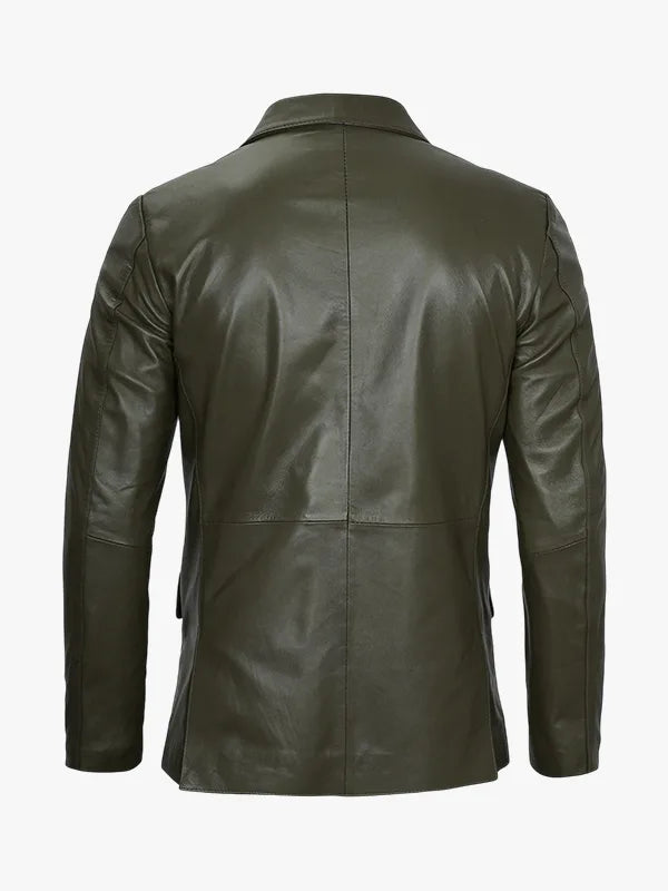 Stylish Mens Olive Blazer in Leather