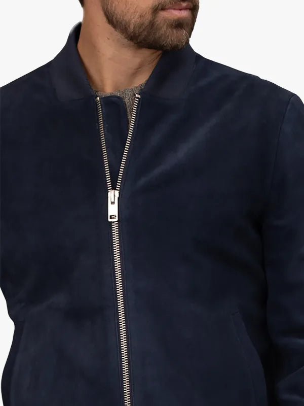 Suede Bomber Blue Jacket
