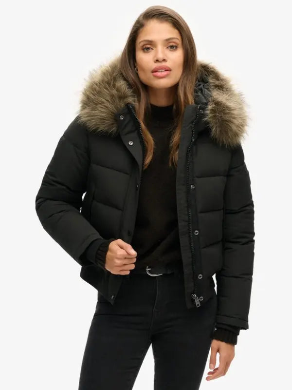 Superdry Everest Hooded Bomber Jacket Black