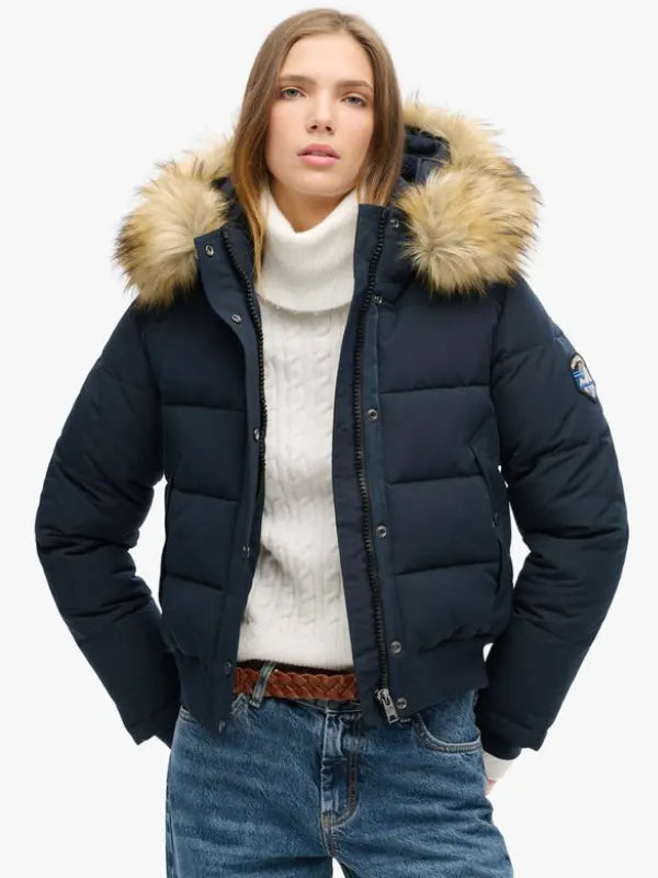 Superdry Everest Hooded Bomber Jacket Navy