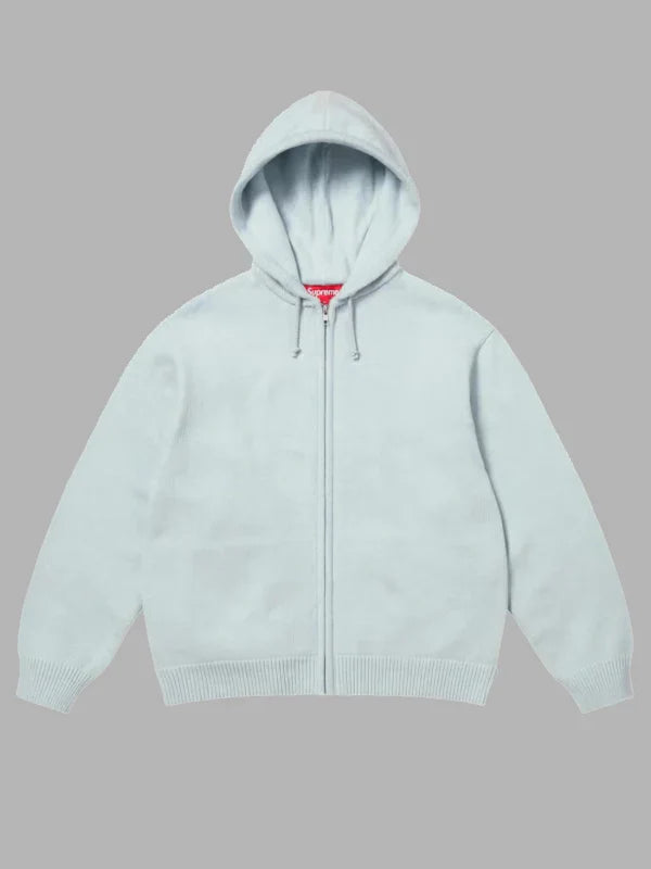 Supreme Last Supper Embroidered Zip Up Hooded Sweater Blue