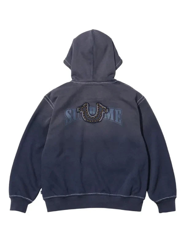 Supreme True Religion Blue Zip Up Hooded Sweatshirt
