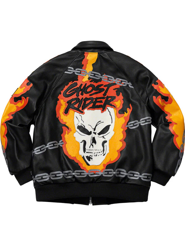 Supreme Vanson Ghost Rider Leather Jacket Black