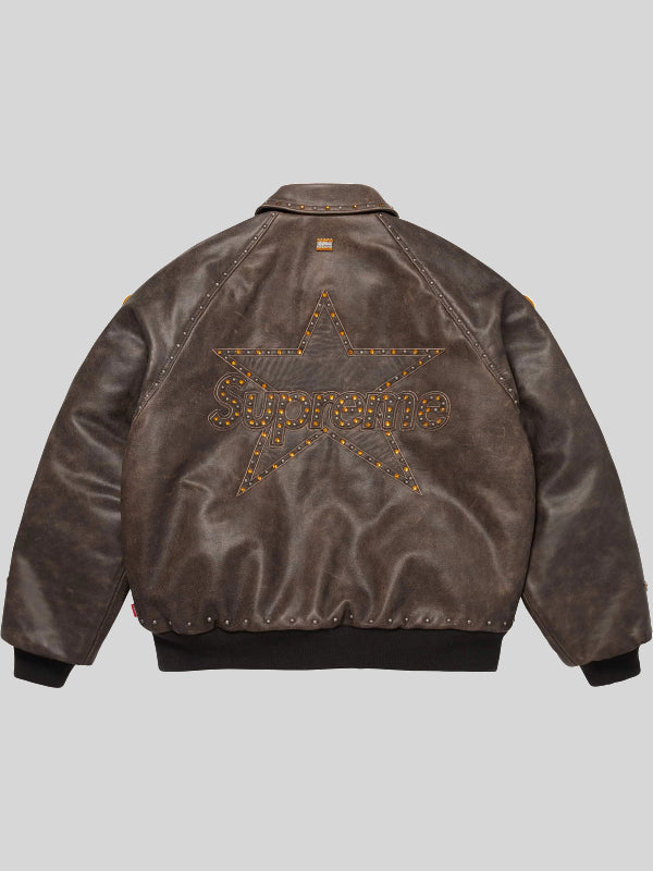 Supreme Vanson Leathers B.B Simon Brown Bomber Jacket