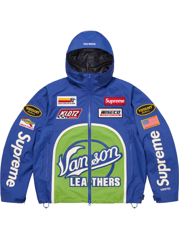 Supreme Vanson Leathers Gore-Tex Shell Hooded Jacket Blue