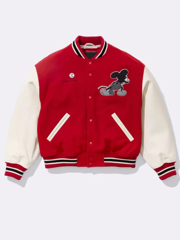 Supreme x Number (N)ine Mickey Varsity Jacket Red & Cream