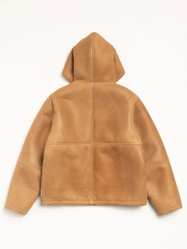 Tan Brown Shearling Hooded Jacket Stussy