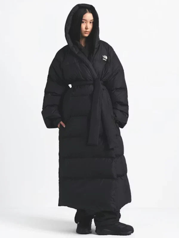 The North Face x Skims Nuptse Wrap Hooded Parka Coat Black