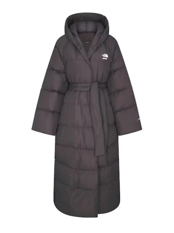 The North Face x Skims Nuptse Wrap Parka Coat Brown