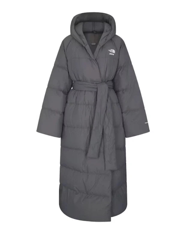 The North Face x Skims Nuptse Wrap Parka Coat Grey