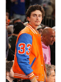 Timothee Chalamet Chrome Hearts Jacket Orange and Blue