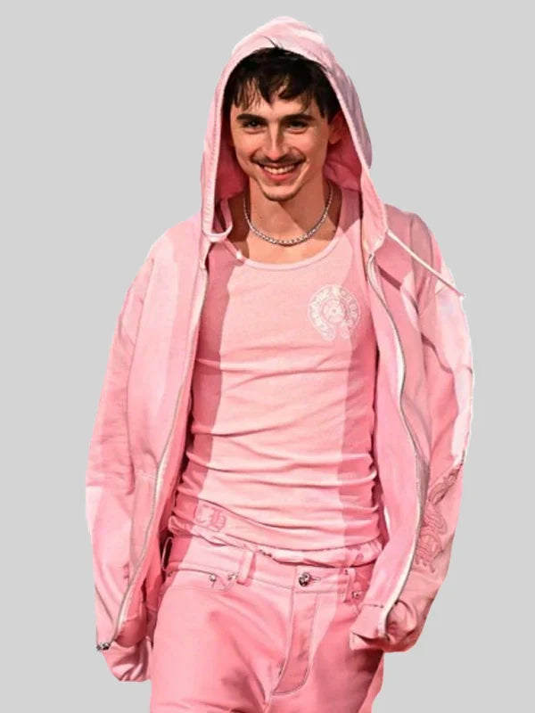 Timothee Chalamet Pink Chrome Hearts Hoodie