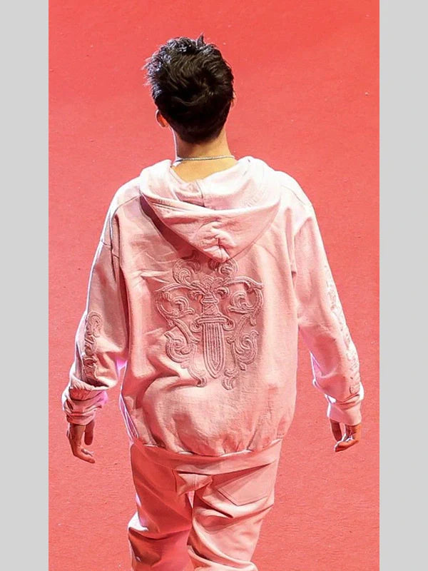 Timothee_Chalamet_Pink_Hoodie_Chrome_Hearts