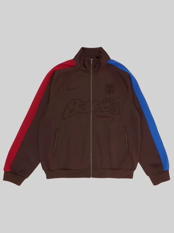 Travis Scott CJ x Nike x FCB BARCA Retro Zip Anthem Jacket Brown