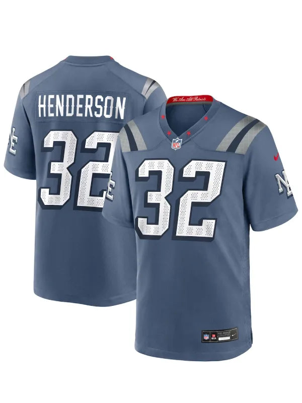TreVeyon Henderson Nike Rivalry Patriots Storm Blue Jersey Shirt