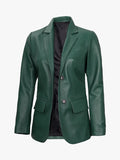 Two Button Green Blazer For Women