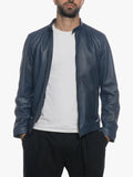 U010 - Men's Genuine Blue Jacket in  Leather