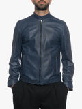 U010 - Men's Jacket in Genuine Blue Leather