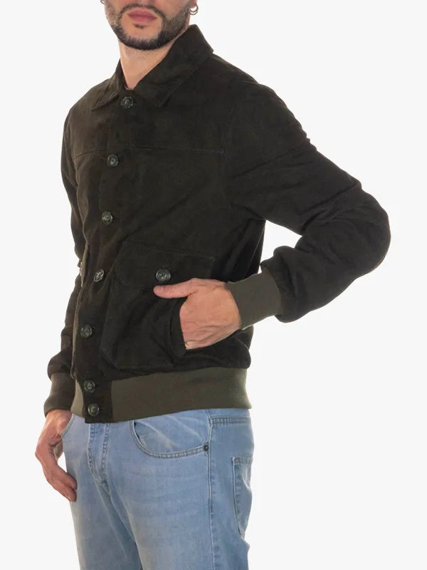 U03 Mens Bomber Green Shirt Style Jacket