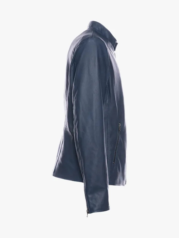 U09 - Men's Genuine Blue Leather Jacket