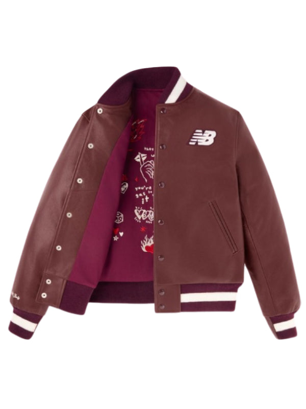 US Open New Balance Coco Gauff Burgundy Leather Jacket