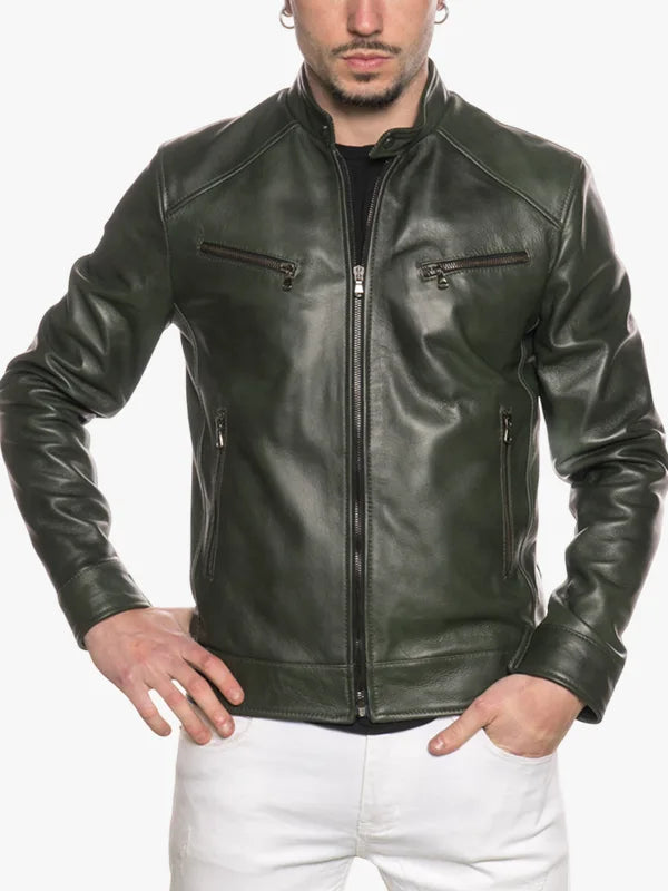 Uo6 Mens Green Snap Tab Jacket