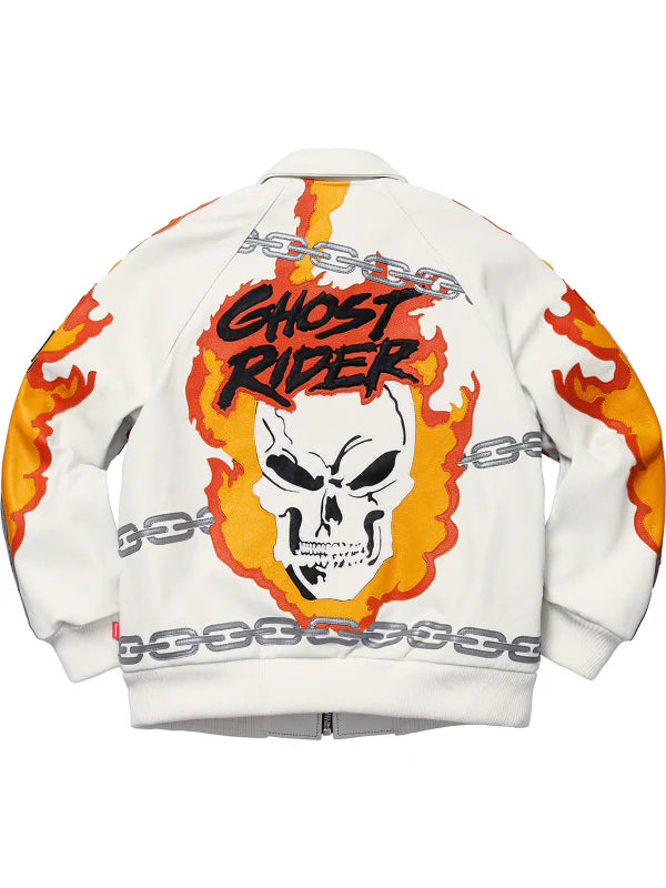 Vanson Supreme Ghost Rider Leather Jacket White
