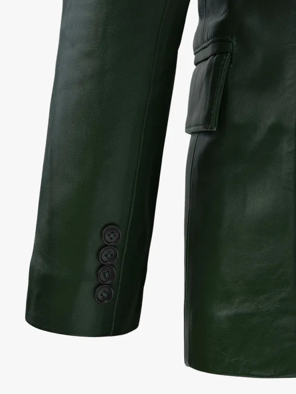 Vintage Leather Blazer Green
