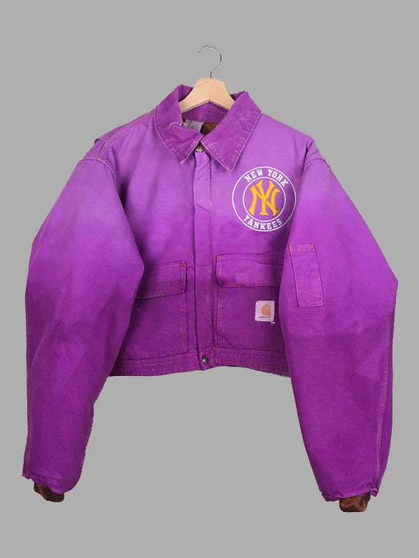 Vintage Carhartt X NY Yankees Cropped Jacket Ombre Purple
