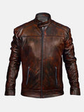 Vintage Brown Leather Waxed Jacket 